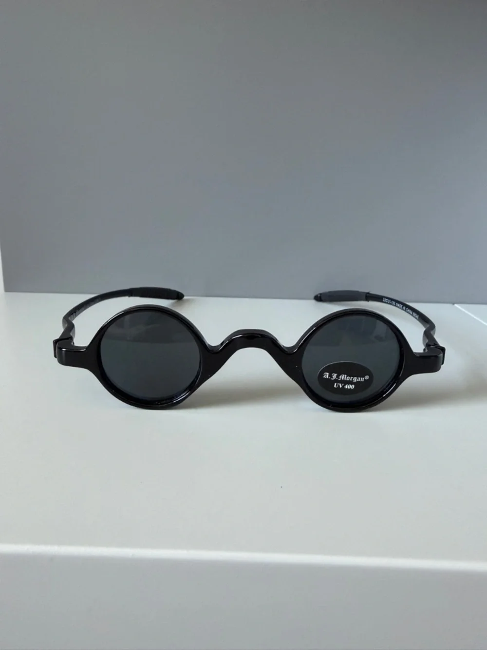 ASOS AJ Morgan avant garde cyberpunk little black round lens sun glasses
